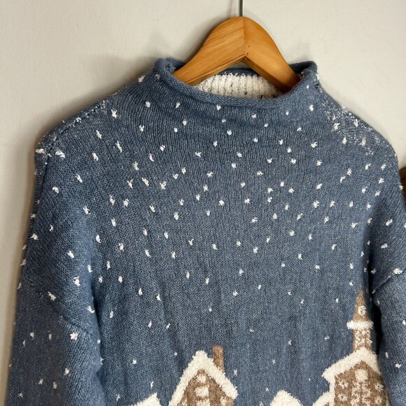 Cupcakes Cashmere Womens Mock Neck Pullover Sweater XTRA-SMALL Winter Landscape - Picture 3 of 10